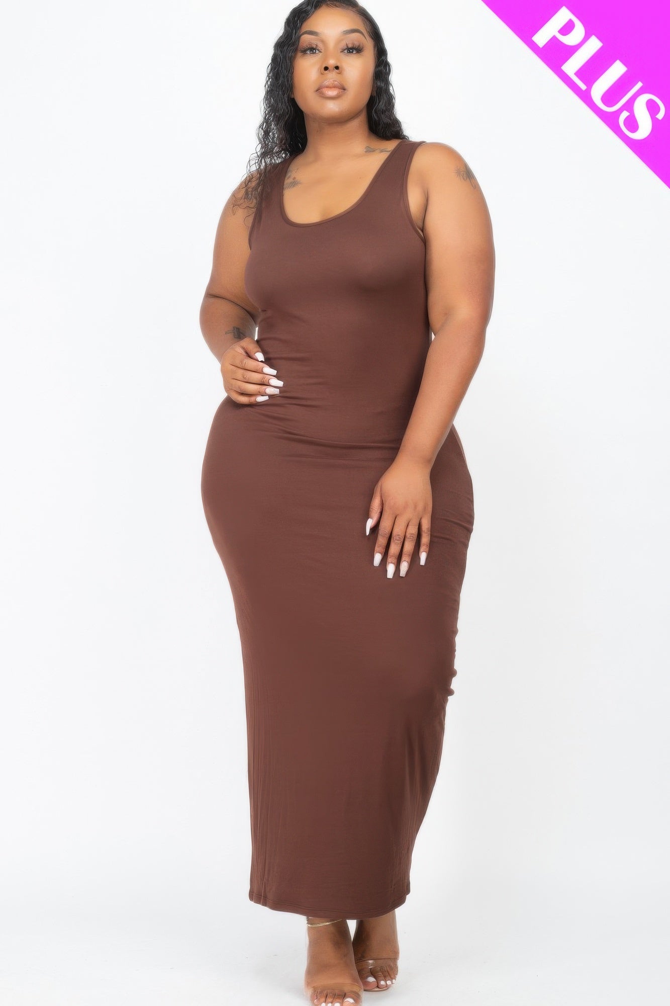 Plus Size Solid Basic Maxi Dress