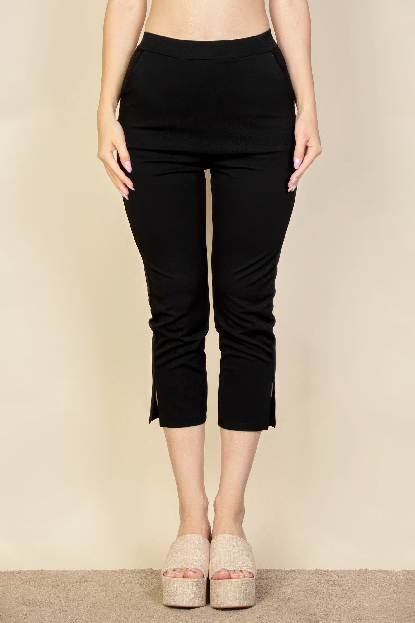 Slit Hem Cropped Pants